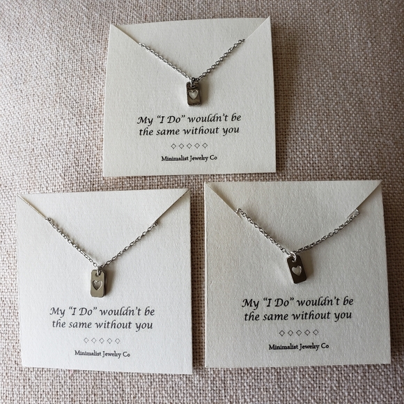 3 Heart Tag Gold Dipped Bridesmaid Necklaces - Picture 3 of 10